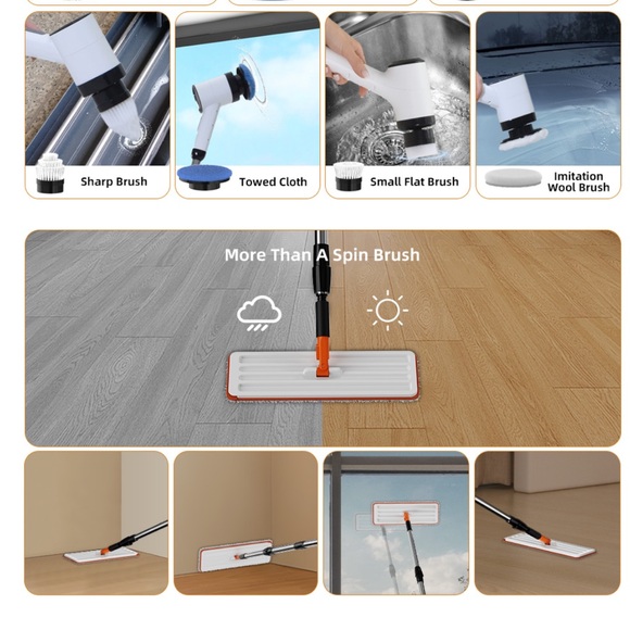 Electric Spin Scrubbers:Cordless Shower Scrubber with Long Handle Spin Brush NEW - Picture 3 of 10